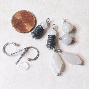 Interchangeable Earring Set - 3 Pairs! Neutral White & Gray Color Scheme